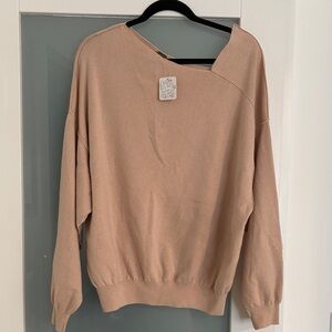 Free People Off-the-Shoulder Tan Sweater
